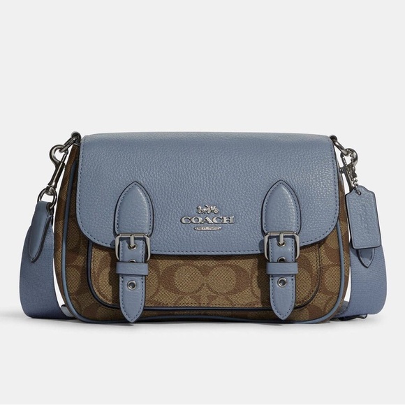 Coach Lucy Blue and Brown Crossbody Bag with Signature Monogram - Picture 1 of 4